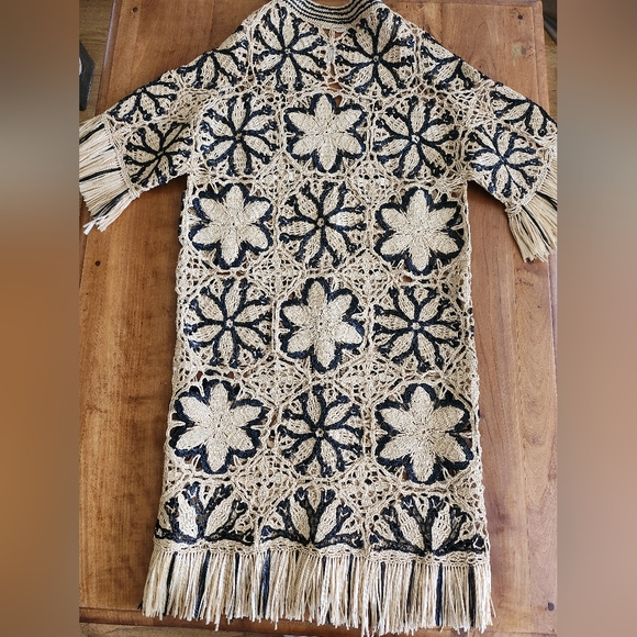 Oscar de la Renta 2020 Open Front Raffia Cardigan - Picture 2 of 13